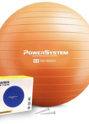 Мяч фитбол спортивный тренировочный для фитнеса power system ps-4011 ø55 cm pro gymball orange ve-33