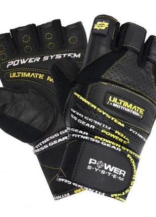 Рукавички для фітнесу спортивні тренувальні power system ps-2810 motivation black/yellow line m ve-33