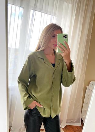 Рубашка вельветовая пиджак жакет хаки зеленый4 фото