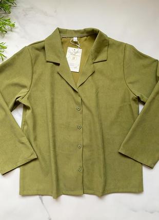 Рубашка вельветовая пиджак жакет хаки зеленый6 фото