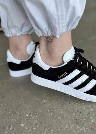 Женские кроссовки adidas gazelle black white 37-38-39-40-41