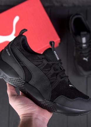 Чоловічі шкіряні кросівки puma runner black