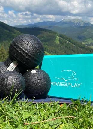 Набор мячей массажных тренировочный для фитнеса и спорта powerplay 4007 epp massage ball черные (3 шт.) ve-33