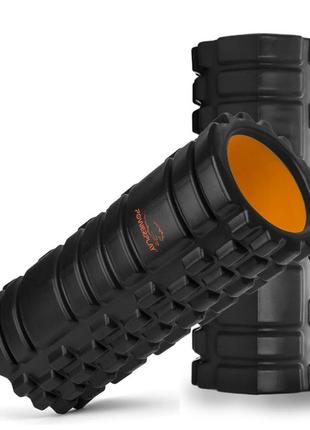 Ролик массажный спортивный тренировочный (роллер) powerplay 4025 massage roller черно-оранжевый (33x15см.)