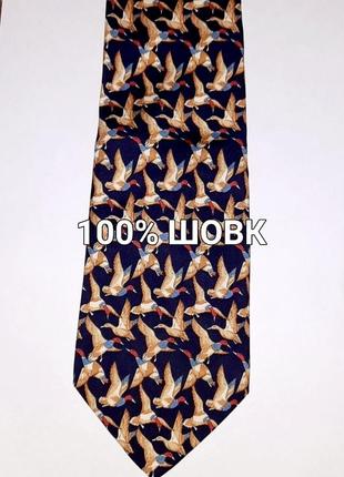 Брендовий вінтажний коллекційний 100% шовк галстук краватка від tie rack made in italy , серія beaufort ,птахи
