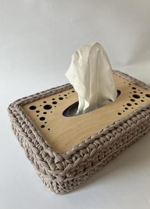 Вязаная салфетница, салфетница, органайзер