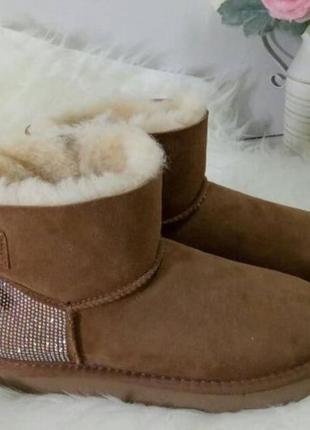 Уггі жіночі коричневі  ugg australia  натуральне хутро, замша2 фото