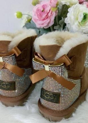 Угги женские коричневые ugg australia натуральный мех, замша5 фото