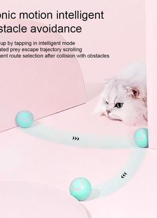 Самостоятельно вращающийся мяч для кошек крутящийся шар умная игрушка blue r3f. игрушки для домашних животных3 фото