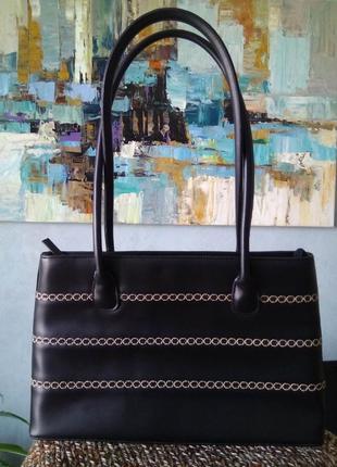 Універсальна зручна чорна прямокутна сумка з двома ручками/жіноча сумка шопер тоут