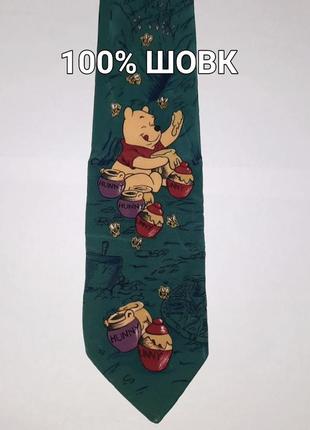 Винтажный коллекционный шелковый галстук с нюансами от tie rack,серия disney, венни пух, made in italy