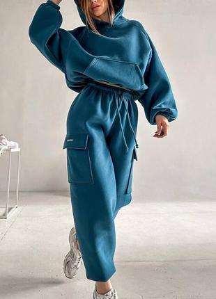 Трендовий спортивний костюм толстовка oversize + джогери карго