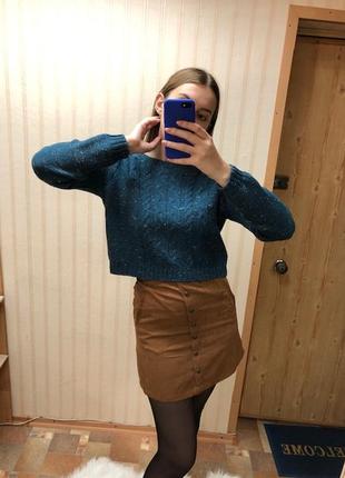 Бирюзово-синий свитер collezione, размер s-m4 фото