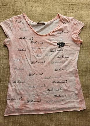 Футболка украшения стразы принт бусины пайетки