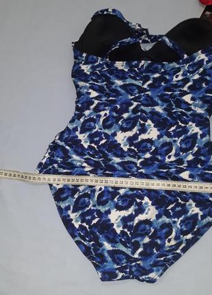 Купальник сдельный черный с утяжкой размер 48 / 14 синий голубой драпировка3 фото