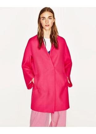 Новий стильний подовжений жакет легке пальто плащ 💯 котон яскраво рожеве фуксія zara basic