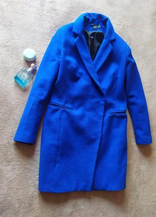 Неймовірне вовняне якісне тепле пальто у кольорі електрік