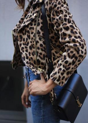 Стильная 🐆 леопардовая куртка косуха с принтом на молнии тканевая жаккард 30 вискоза легкая бежевая only