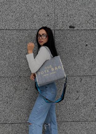 Сумка шоппер marc jacobs medium tote bag jeans/white 6