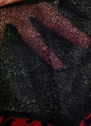 Стильное красное алое мини платье с сеткой и бархатным велюровым рисунком с-м италия6 фото