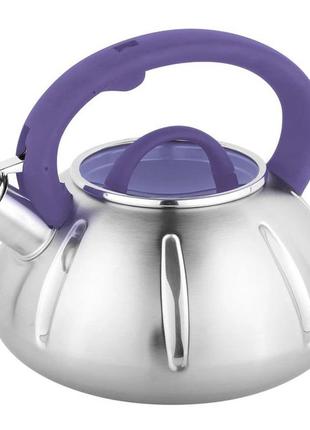 Чайник із свистком unique un-5303 кухонний на 3 літри. колір: фіолетовий