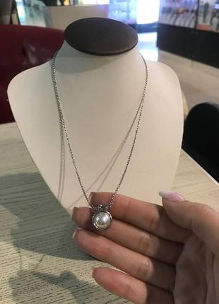 Брендовая подвеска tiffany с посеребрением и жемчужиной
