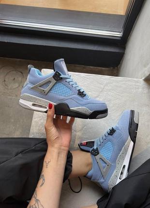 Женские кроссовки nike air jordan 4 university blue найк джордан высокие