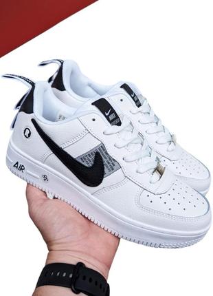 Женские кроссовки белые найк nike air force 1 utility white/black