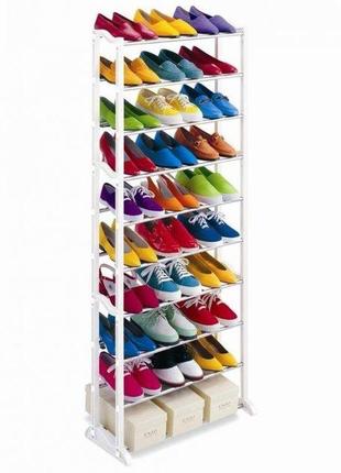 Органайзер-стійка полиця для взуття shoe rack на ніжках 10 полок на 20-30 пар взутя метал