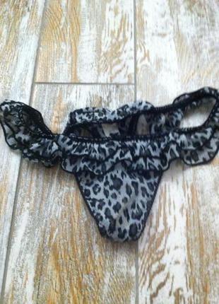 Стильные леопардовые шифоновые трусики стринги с рюшами м