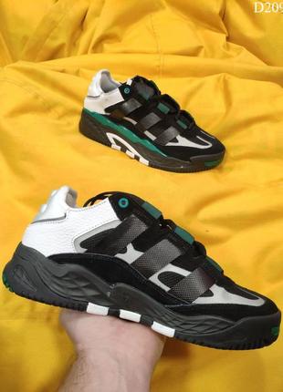 Кроссовки мужские adidas niteball (бело-черно-зеленые)6 фото