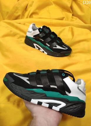 Кроссовки мужские adidas niteball (бело-черно-зеленые)5 фото