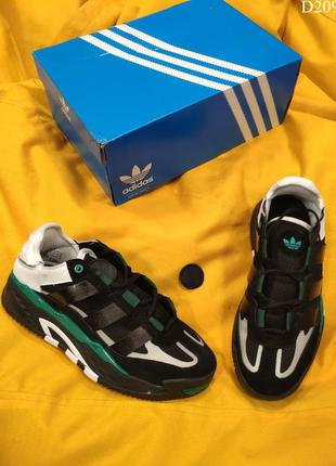 Кроссовки мужские adidas niteball (бело-черно-зеленые)1 фото