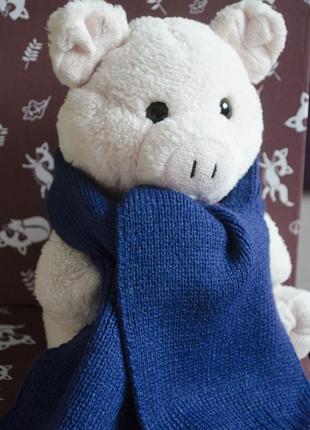 Вязаный синий однотонный шарф