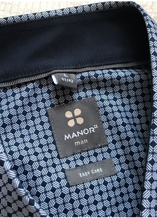 Шикарная рубашка швейцарского бренда, manor man easy care. l ворот 41/426 фото