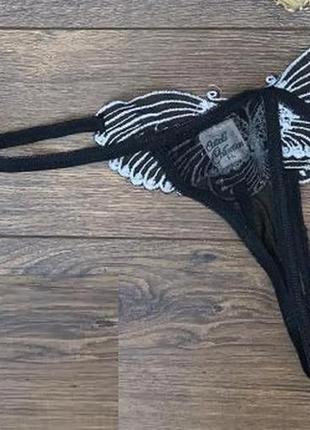 Стильные черные игривые трусики стринги бабочка с открытым доступом м л cotelli