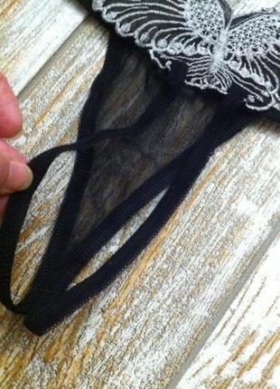 Стильные черные игривые трусики стринги бабочка с открытым доступом м л cotelli