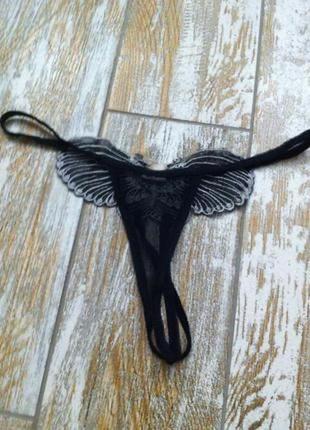Стильные черные игривые трусики стринги бабочка с открытым доступом м л cotelli