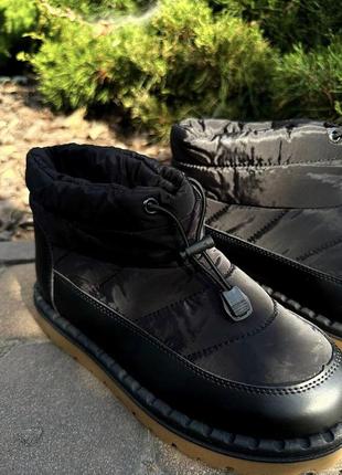 Дутики черевики зимові з хутром чорні і бежеві3 фото