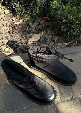 Дутики черевики зимові з хутром чорні і бежеві6 фото