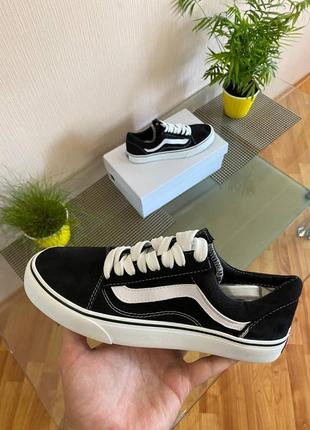 Кроссовки мужские vans old skool black (красно-белые)5 фото