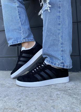 Женские кроссовки adidas gazelle black адидас газели5 фото