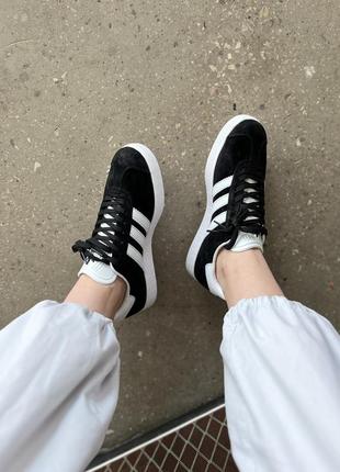 Женские кроссовки adidas gazelle black white адидас газели6 фото