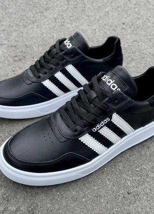 Мужские кожаные кеды адидас adidas3 фото