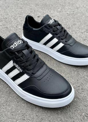 Мужские кожаные кеды адидас adidas4 фото