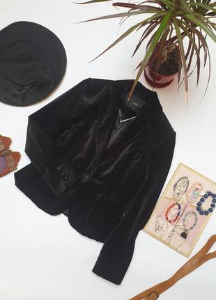 Класичний чорний вельветовий піджак на один гудзик фірми next2 фото