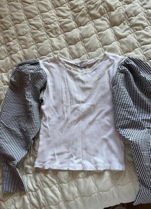 Кофта блузка блуза с объемными рукавами zara1 фото