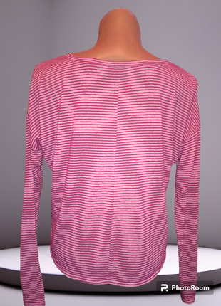 Женская кофточка лонгслив футболка джемпер длинный рукав в полоску натуральный новый недорогой3 фото