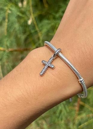 Серебряная бусина «крестик»