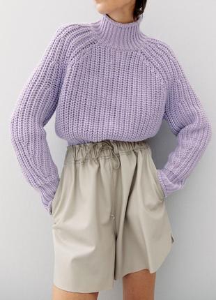 Нежно-фиолетовый вязаный свитер от h&m